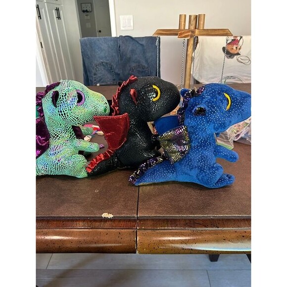Ty Beanie Boos dragon lot of 3 - Grindal, Cinder, Saffire the Dragons NWT - Picture 4 of 5